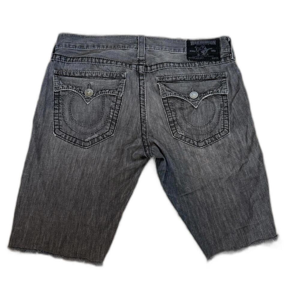 Black Distressed True Religion‎ Men Denim Jean Shorts